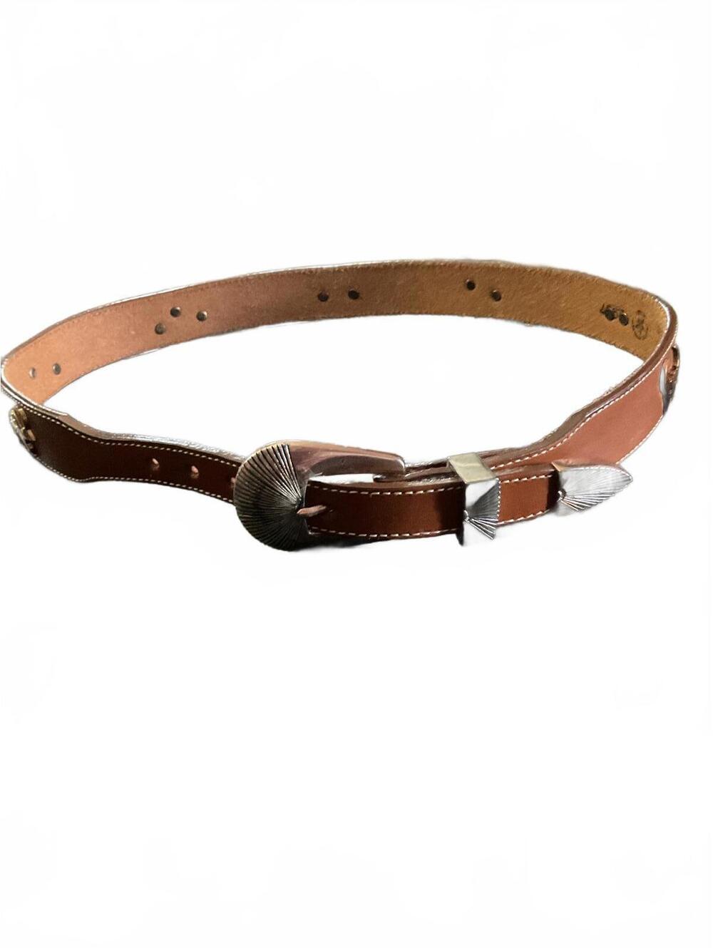 Silver Creek Collection Belt Women’s 30 Southwestern Leather Animal Conchos VTG